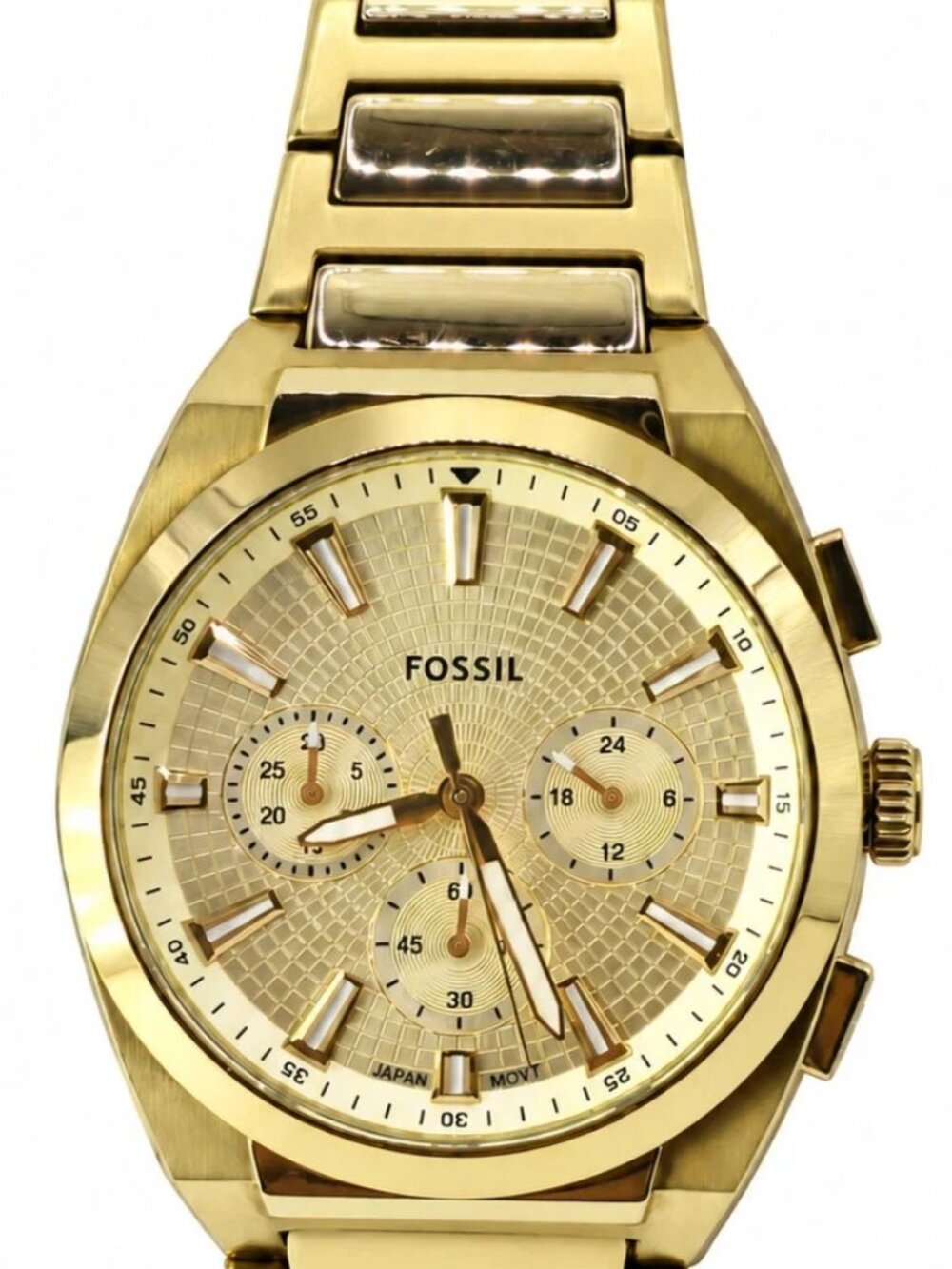 Fossil Everett FS6119 Mens 44mm Gold Tone Stainless Steel Chronograph Watch